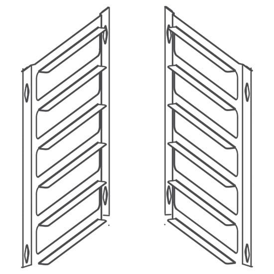 Tray rack kit to pass from 20x GN 1/1 gastronomy to 16x 600x400 bakery