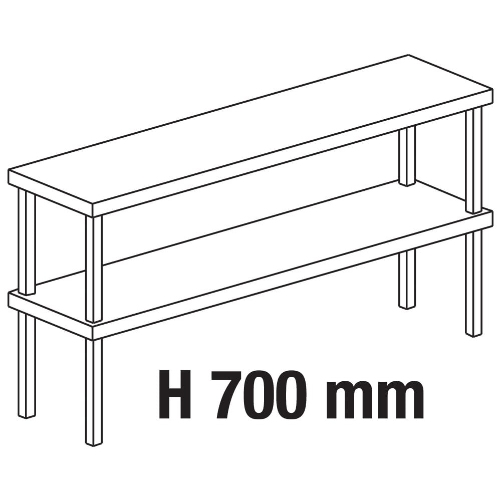 Overshelf, 2-tier overshelf, side open, 1700x300 mm,