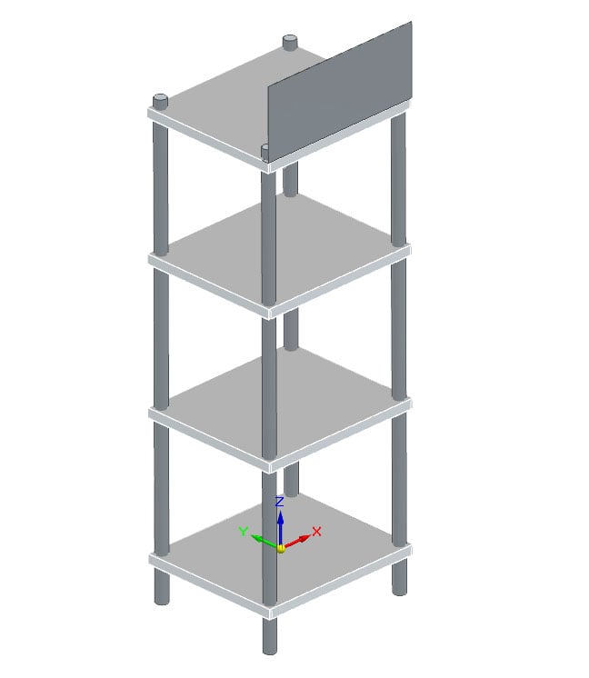Advertising shelving made of Stainless steel with 4 shelves, 700x600x2000 mm