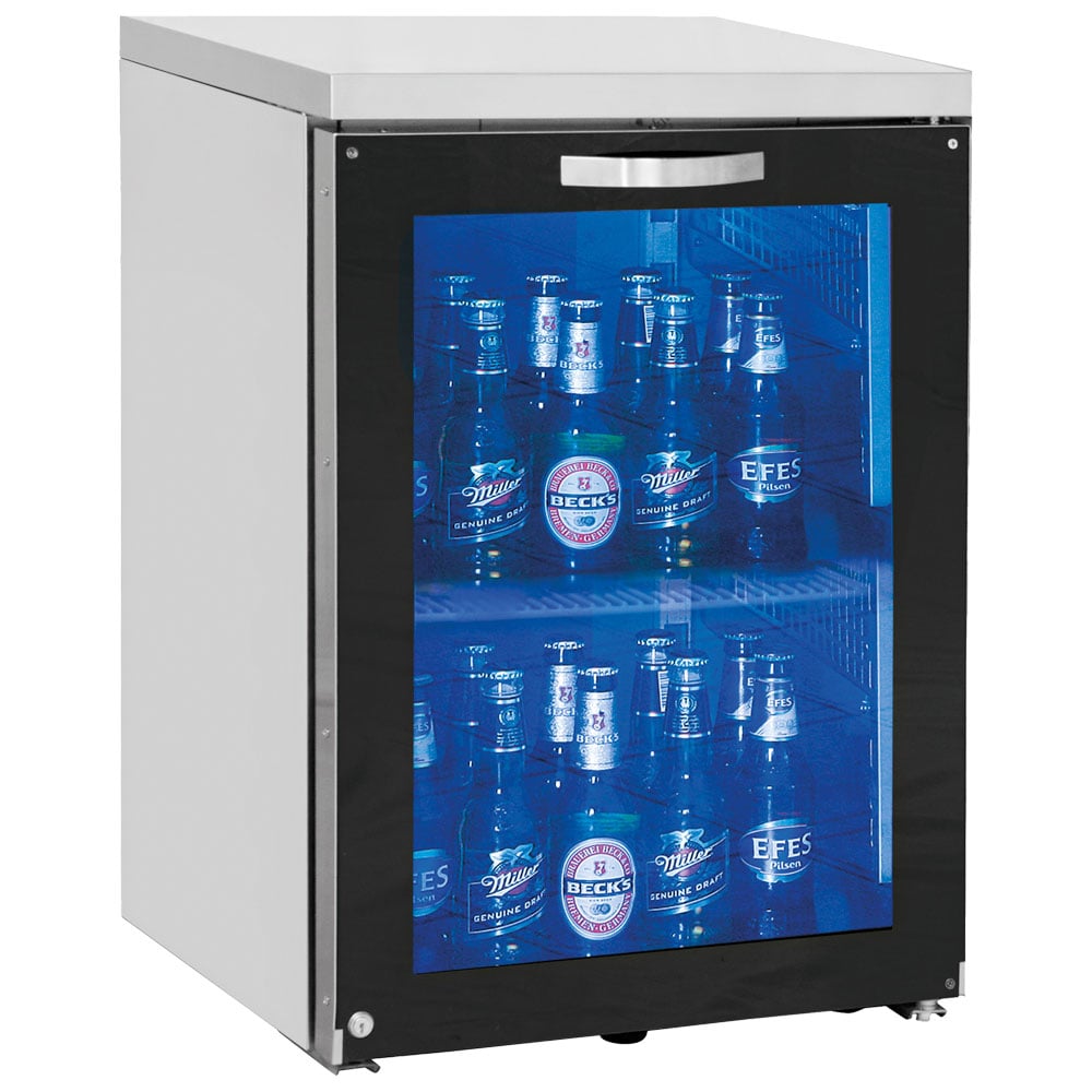 Undercounter refrigerator right side with 1 hinged glass door, 30/50 bottles