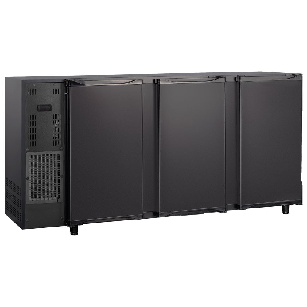 Undercounter refrigerator with 3 hinged doors, 587 litres, -2°/+8°C - black painted