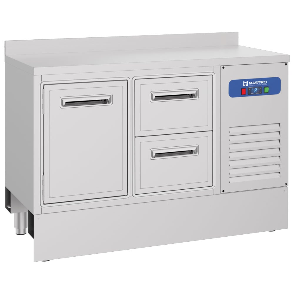 Refrigerated bar counter with 1 door and 2 drawers, 1410x700 mm, 310 litres, -2°/+8°C