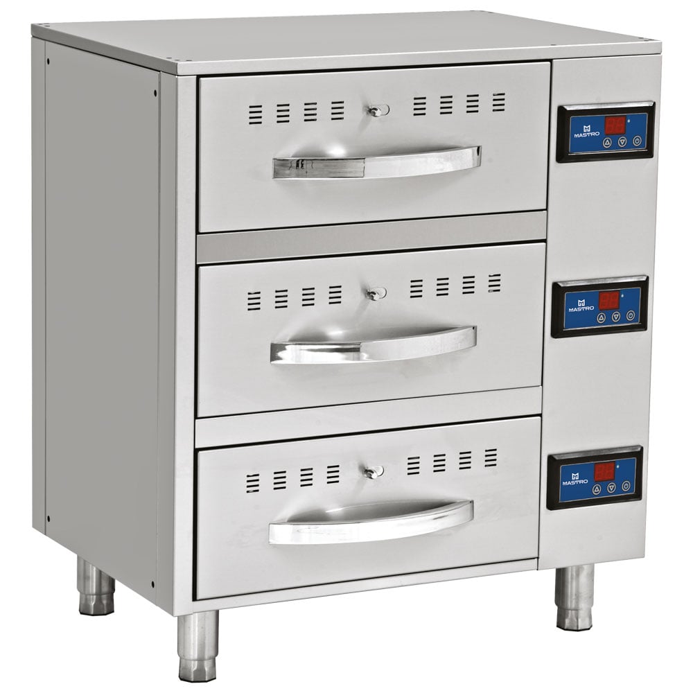 Drawer warmers, 3 drawers of GN 1/1