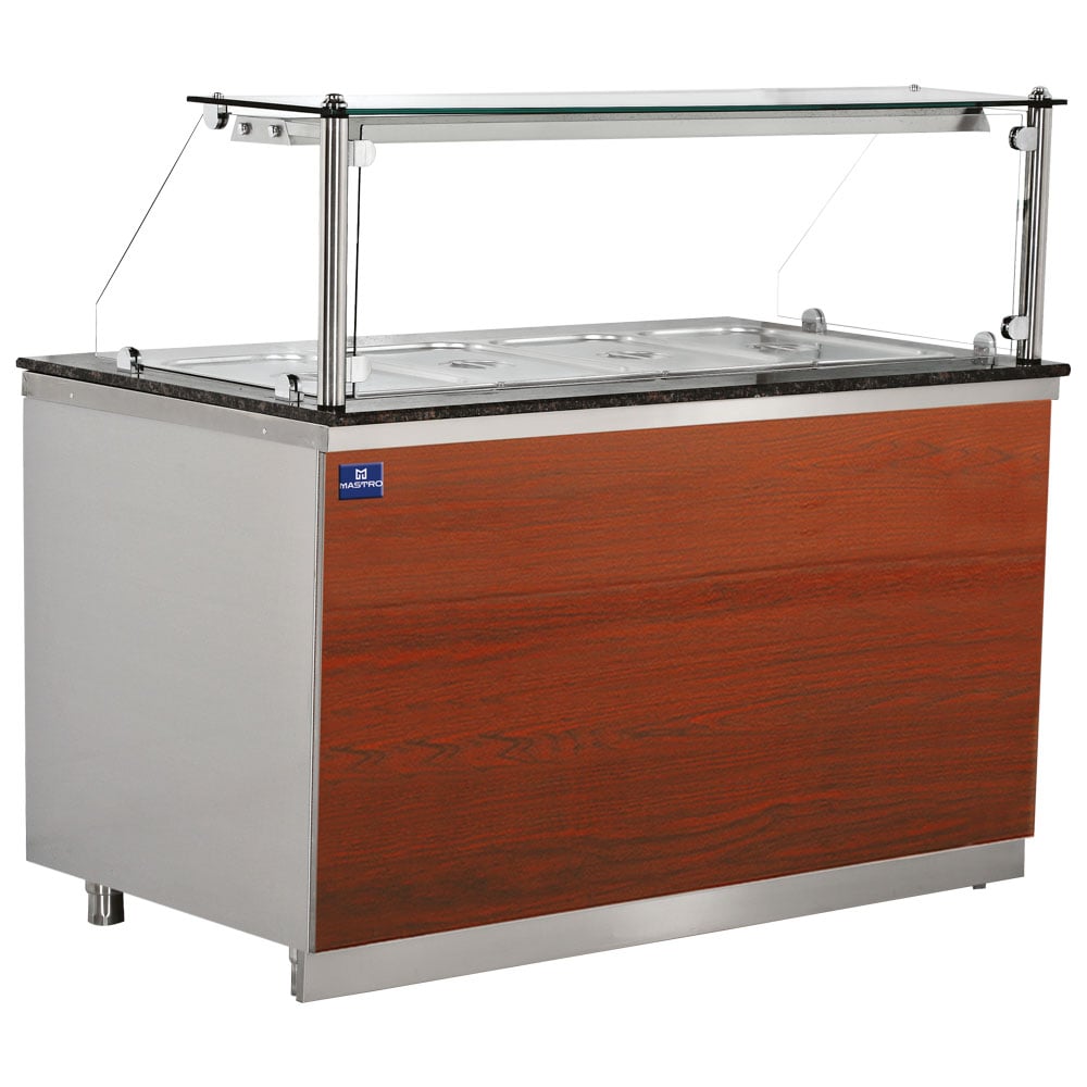 Bain-marie counter with vertical front glass, 4x GN 1/1