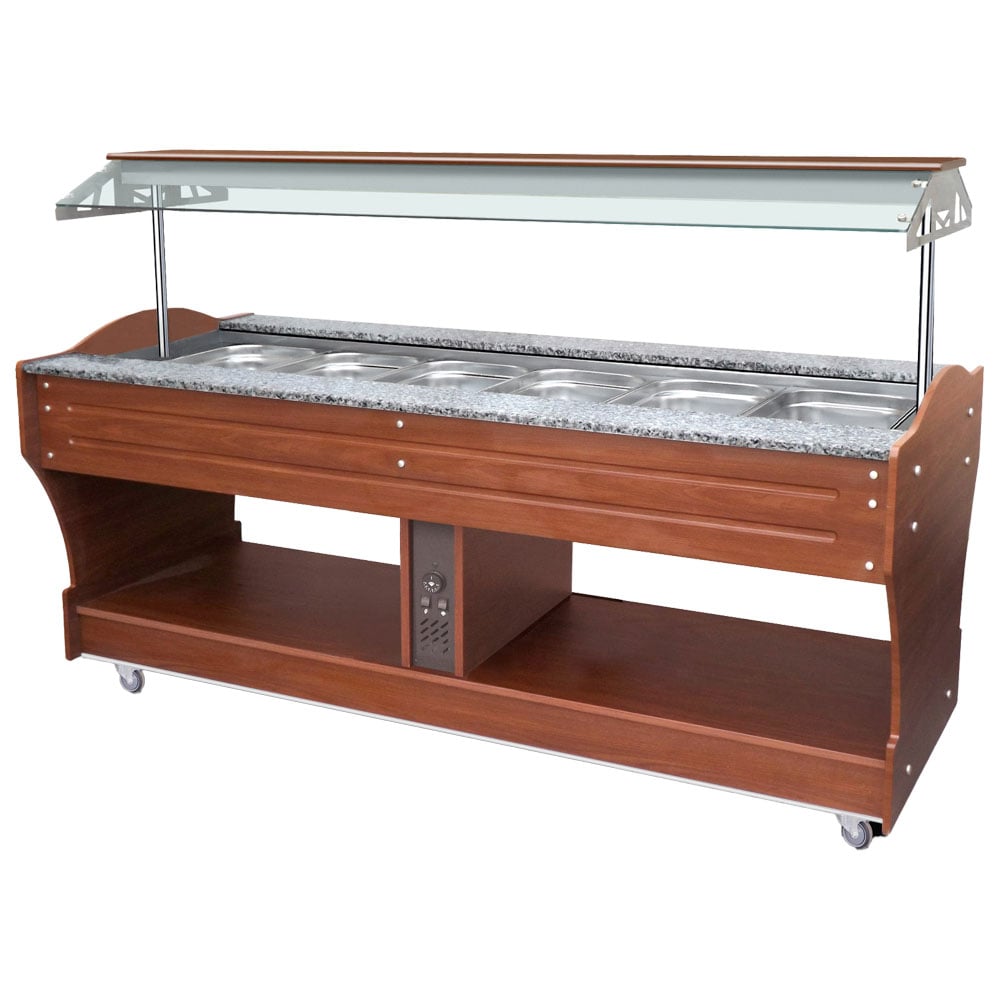 bain-marie buffet, island model, 6x GN 1/1 h=150 mm, canopy not lowerable