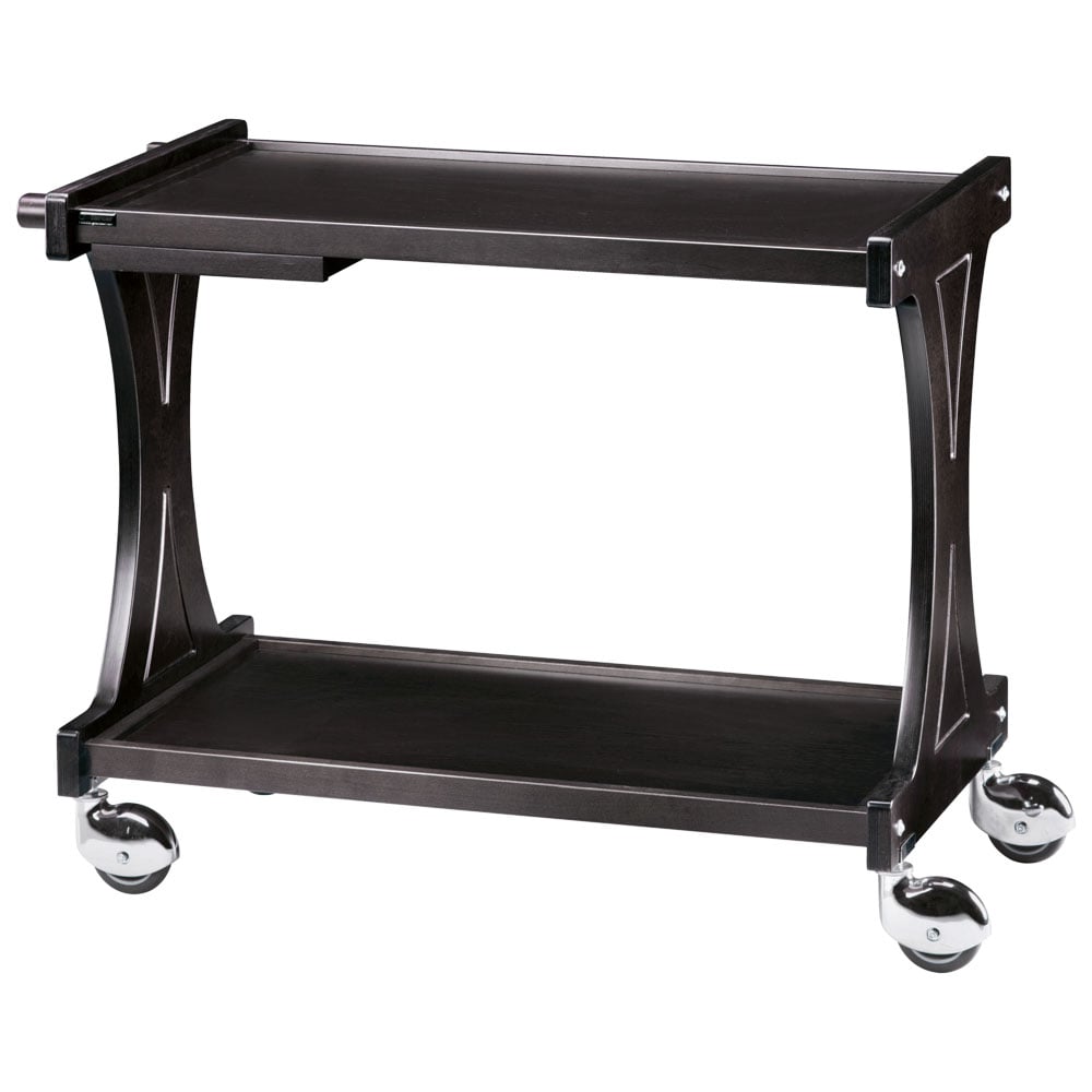 Wooden service trolley with 2 levels, colour black