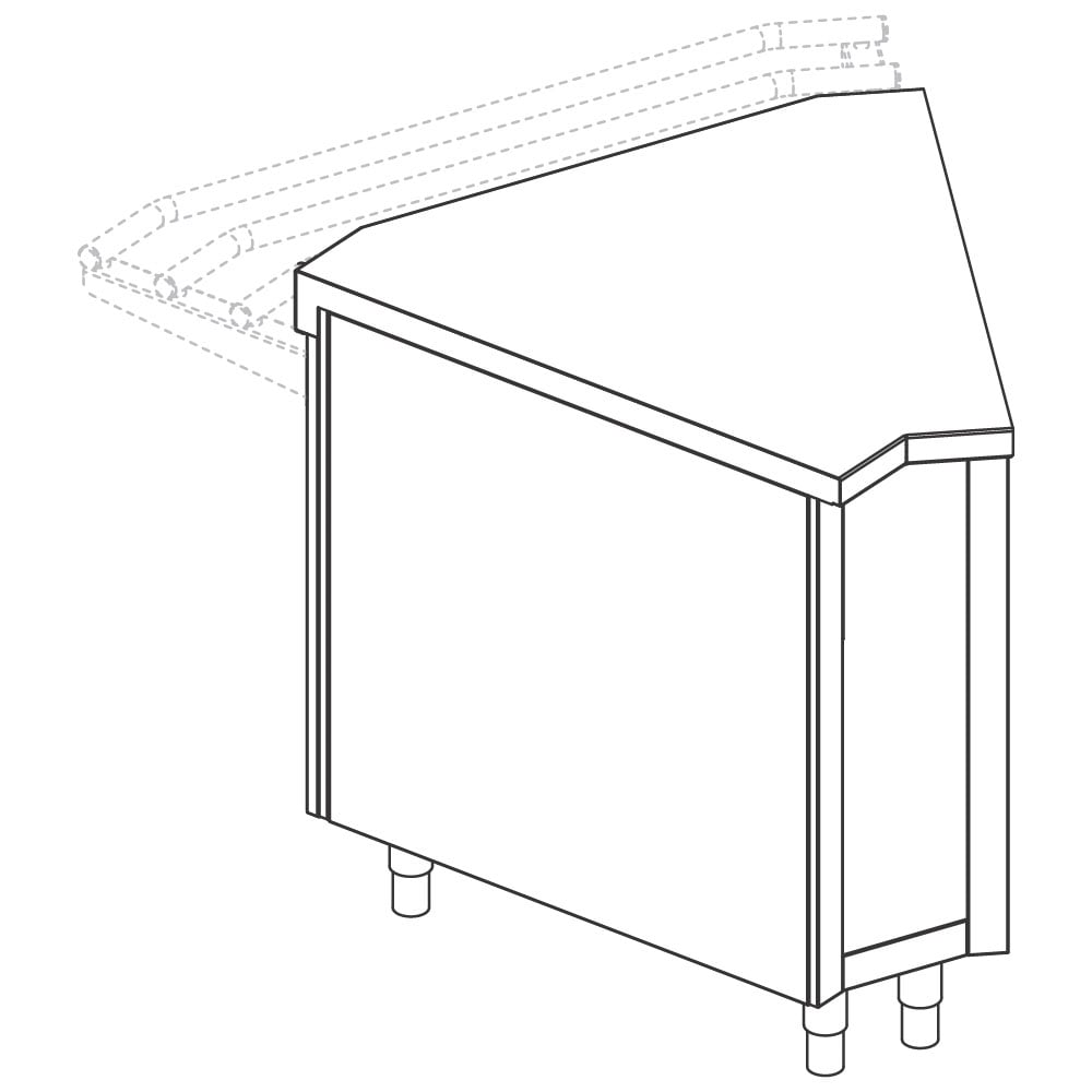 Outside corner element 45°, 875x800 mm
