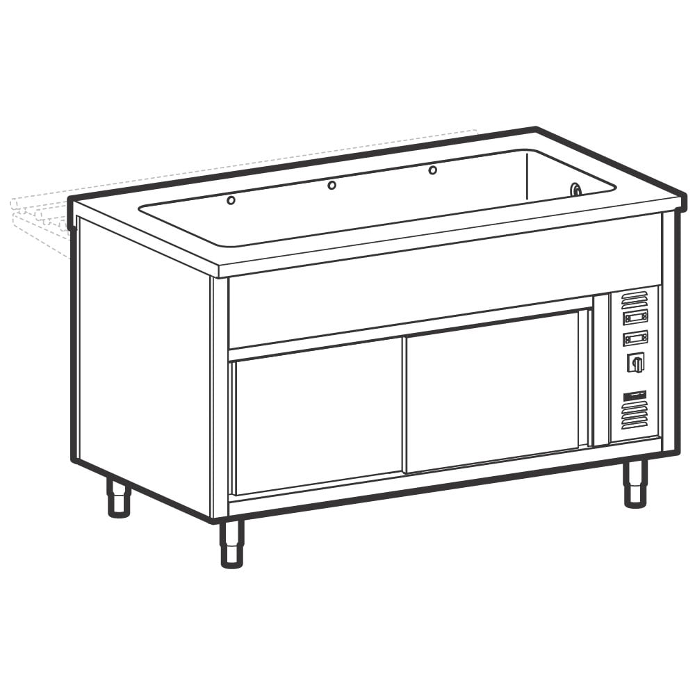 Unit with heated plate made of tempered glass on heated cupboard, 4x GN 1/1