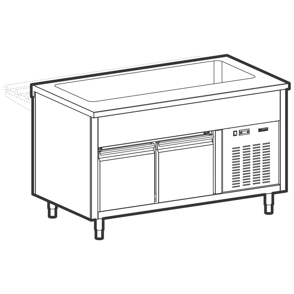 Unit with refrigerated tank on refrigerated cupboard, 3x GN 1/1