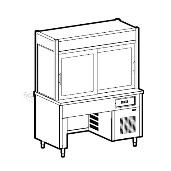 Refrigerated display unit 2 levels with refrigerated top on bridge stand, 4x GN 1/1