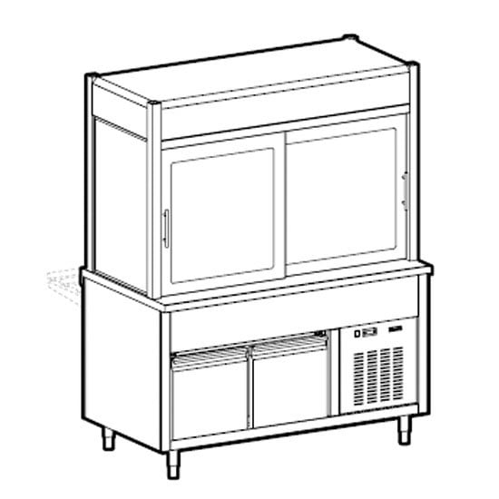 Refrigerated display unit 2 levels with refrigerated top on refrigerated cupboard, 6x GN 1/1