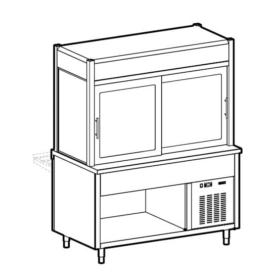 Refrigerated display unit 2 levels with refrigerated tank on open cupboard, 4x GN 1/1