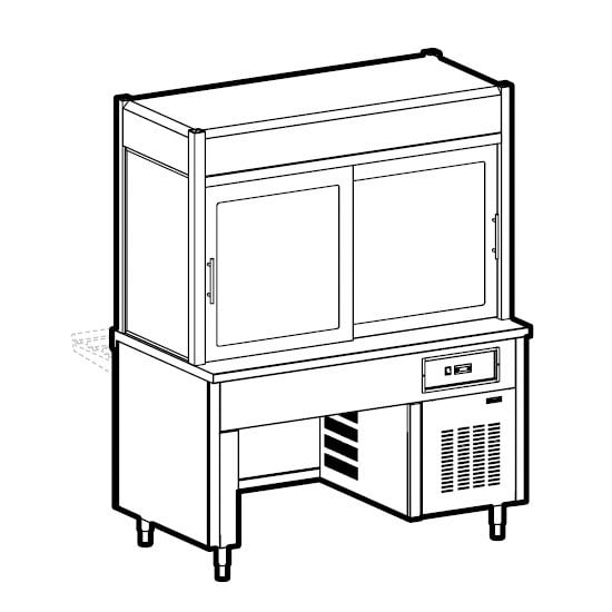 Refrigerated display unit 3 levels with refrigerated tank on bridge stand, 6x GN 1/1