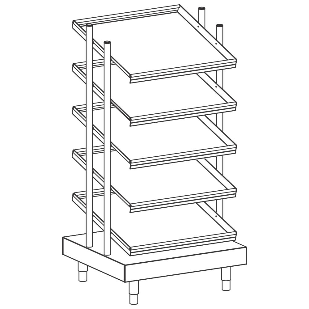 Glass dispenser unit with 5 basket-holders, 686x700 mm