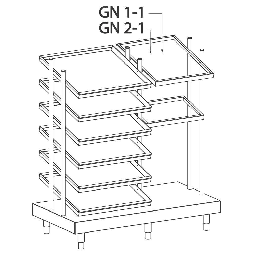 Tray and GN container support unit and glass dispenser, 1312x700 mm