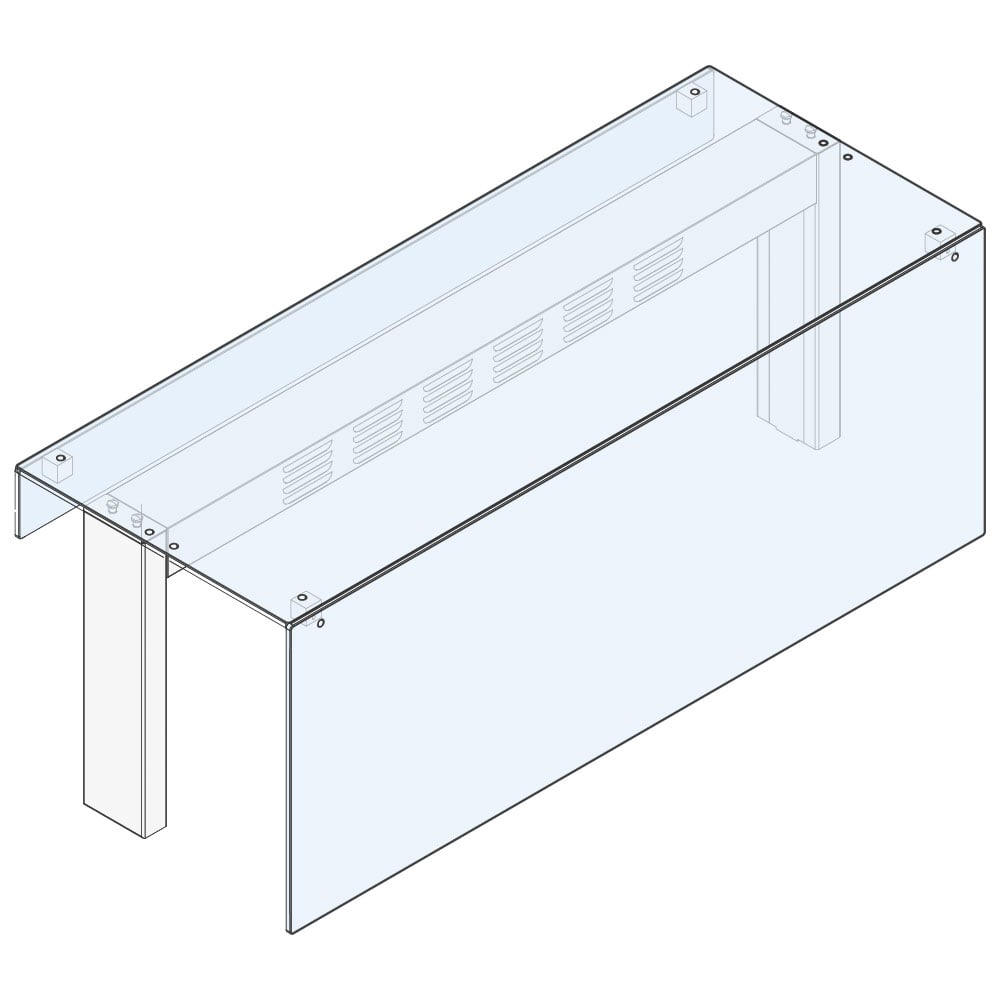 1-tier overshelf with straight glass and breath-saving front glass, 1060x475 mm