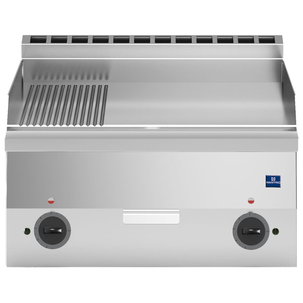 Electric griddle, tabletop, 1/3 grooved and 2/3 smooth chromed plate