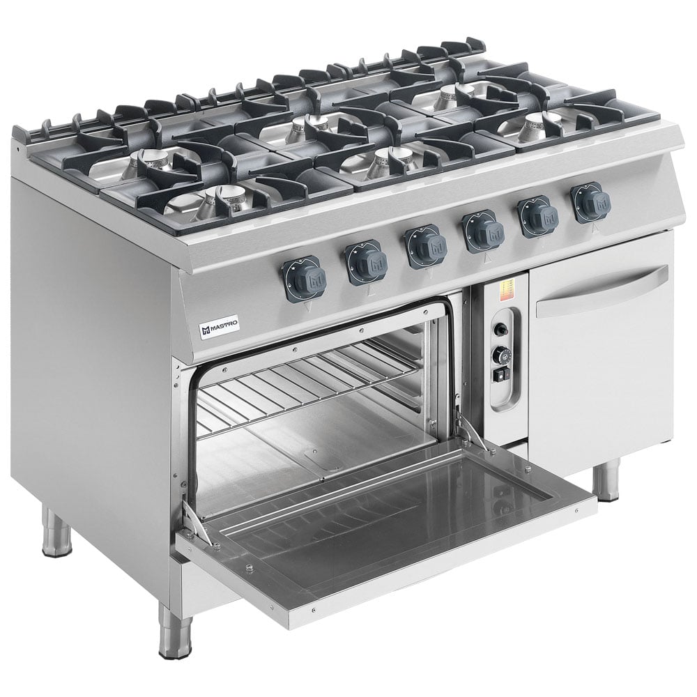 Aragaz pe gaz Virtus MS712CFG – 6 arzătoare – cuptor static pe gaz GN 2/1 – dulap închis