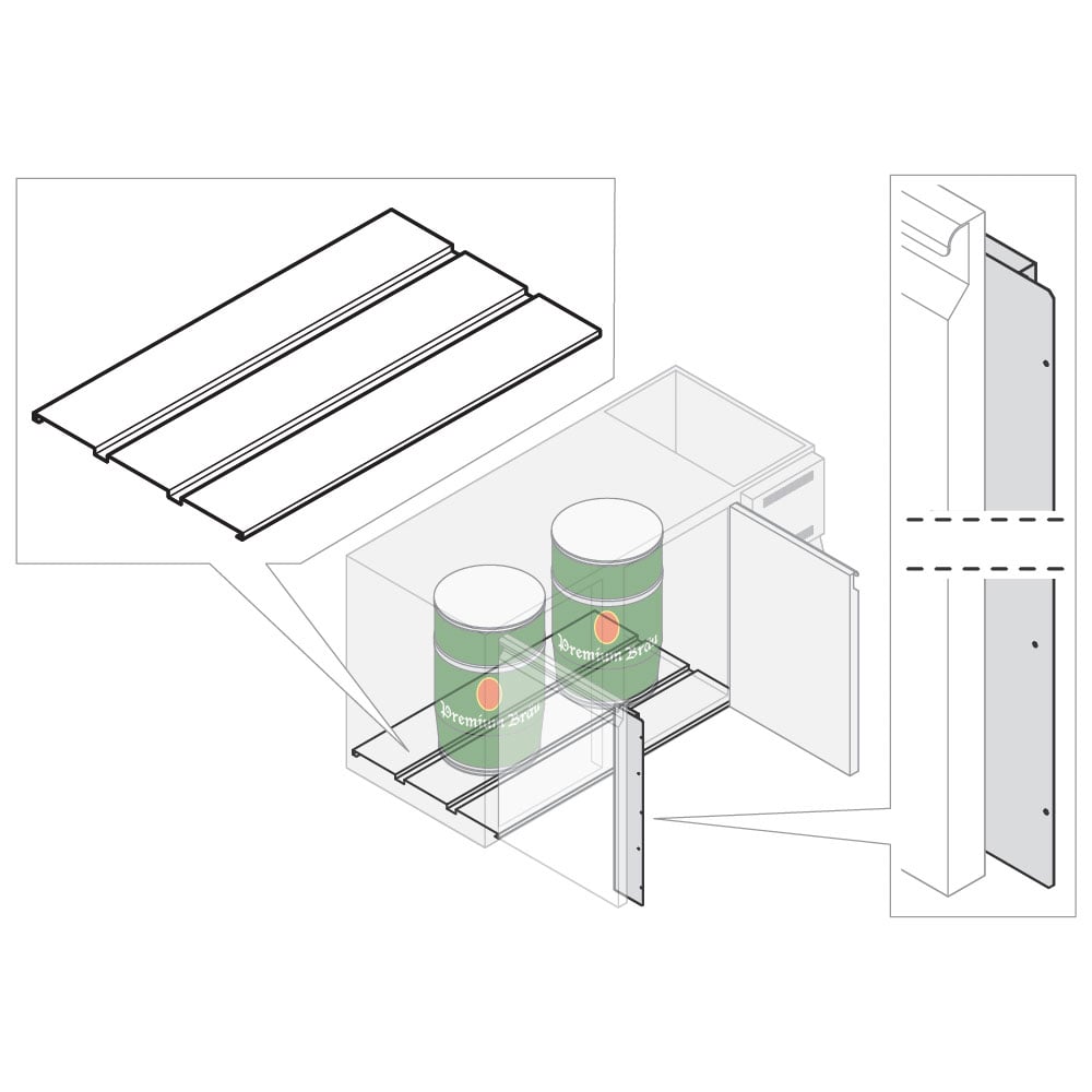 Base protection for double module for refrigerated beverage counters, 590 mm