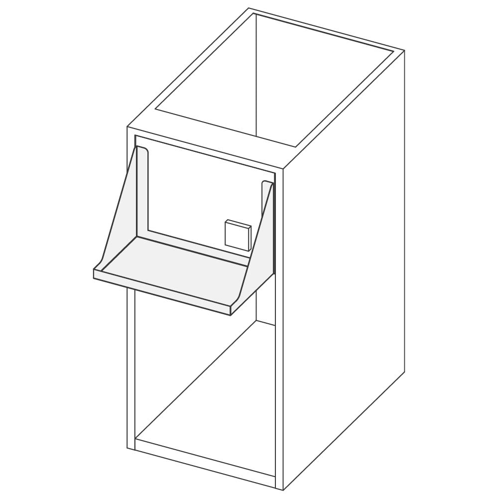 Open cupboard with blender holder and Schuko plug, 5000x690 mm