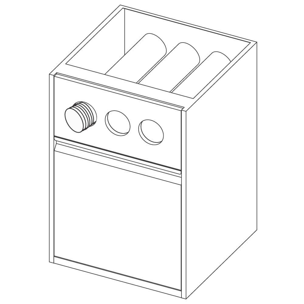 Plastic cup dispenser unit with hinged door, 600x690 mm