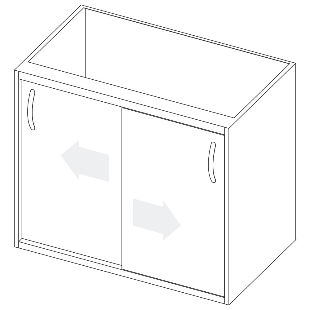 Cupboard with sliding doors and 1 intermediate shelf, 1000x690 mm