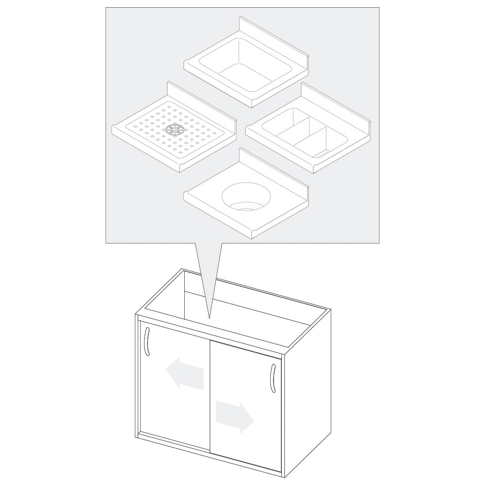 Cupboard with sliding doors for sink units, 1000x590 mm