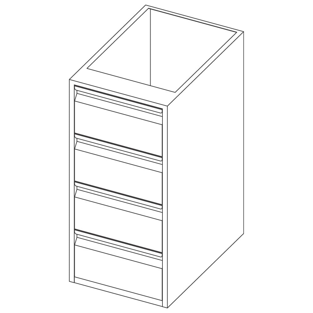 Cupboard with 4 drawers, 500x690 mm