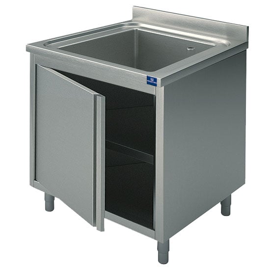 sink unit on cupboard, 1 sink, with hinged door, 800x600 mm