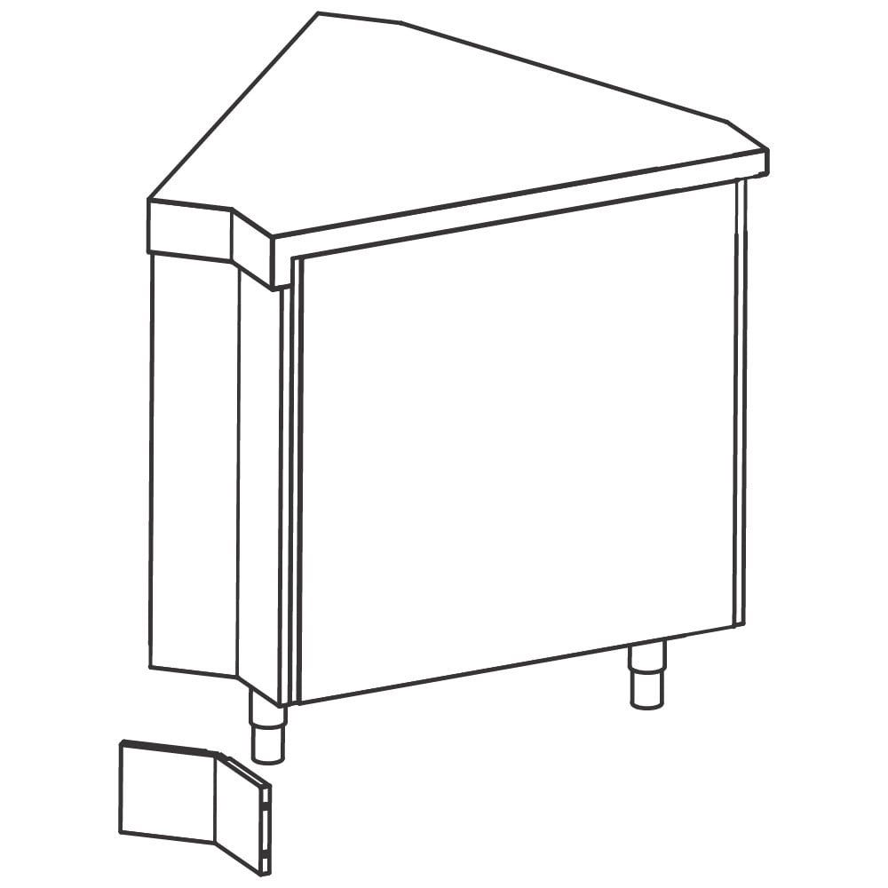 Snap-on front plinth for internal corner, 45°