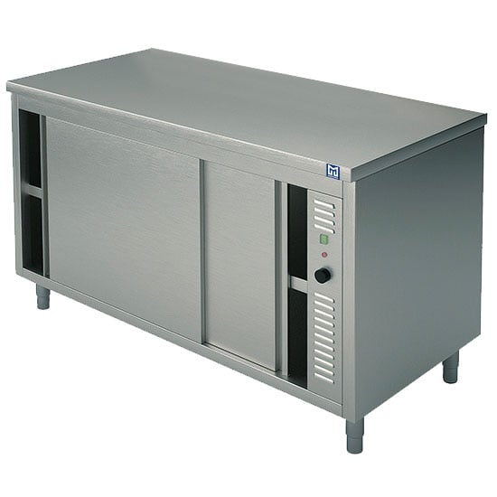 Hot work cupboard with sliding doors, without upstand, 1900x700 mm