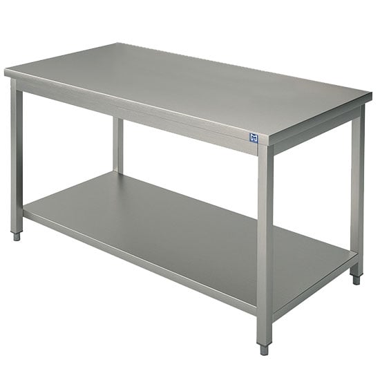Work table with shelf, without upstand, 1700x800 mm