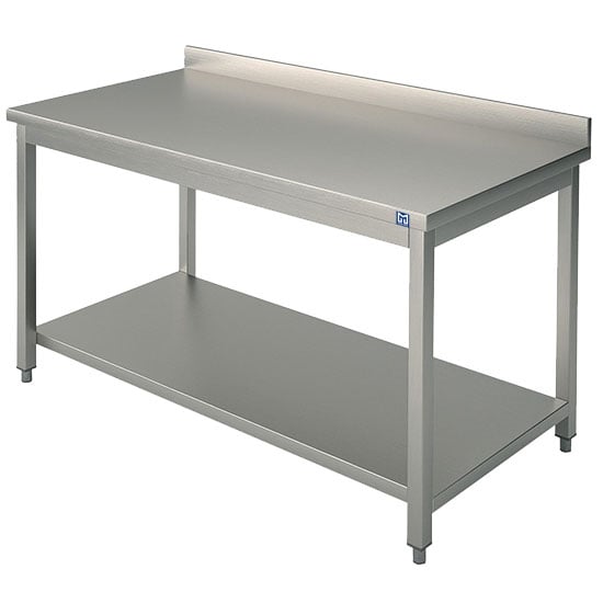 Work table with shelf and upstand, 2000x800 mm