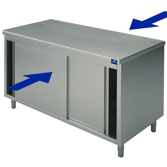 Neutral pass-through work cupboard with sliding doors, 1400x600 mm