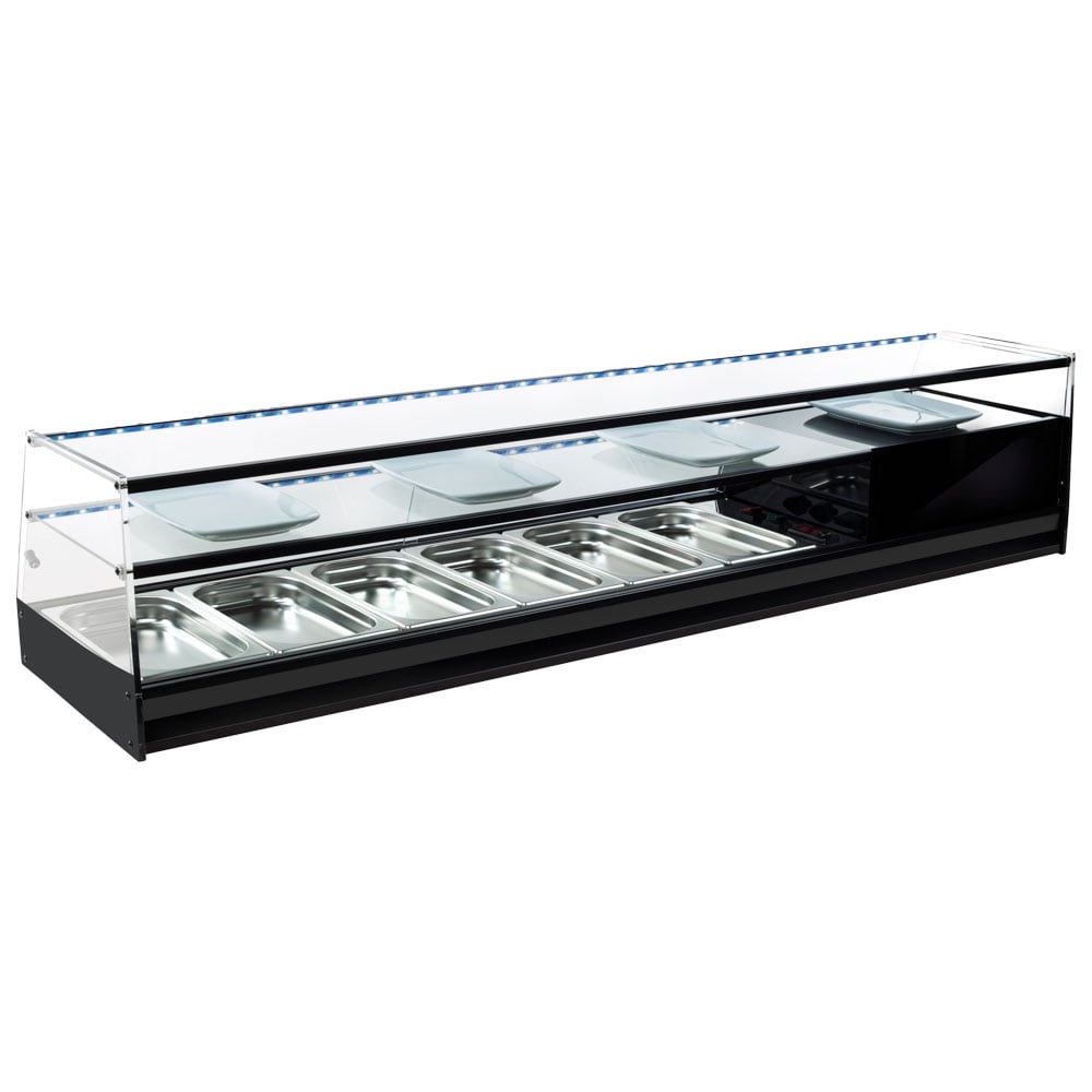 Tapas cooler display with straight glass front and 1 glass shelf, 4x GN 1/3 h=40 mm