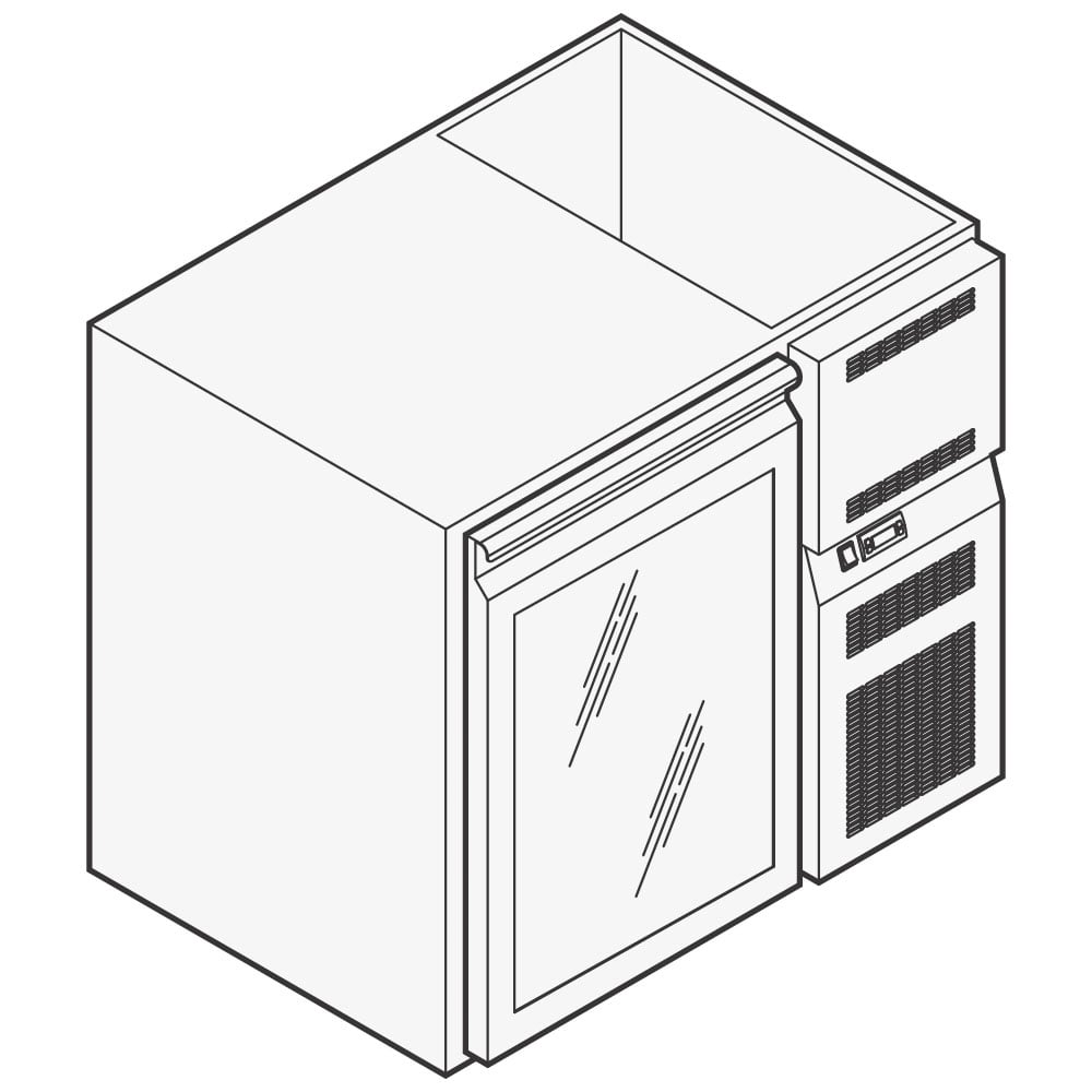 Refrigerated beverage counter with 1 glass door, 930x690 mm, +2°/+10°C