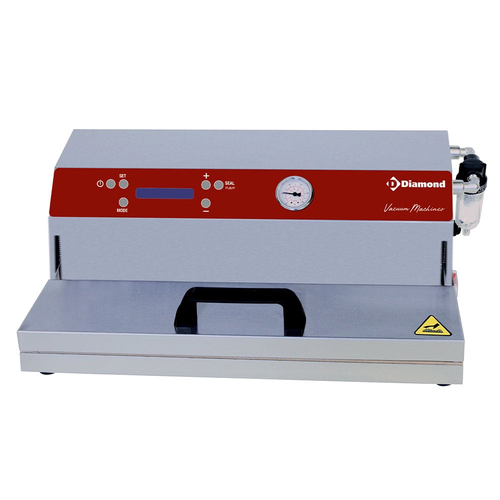 Stainless steel under vacuum machine, pump 32 l./min, welding 430 mm (double welding)
