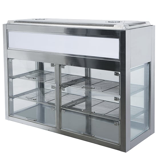 Refrigerated countertop display with 2 shelves and sliding doors, +2°/+8°C, w=900 mm