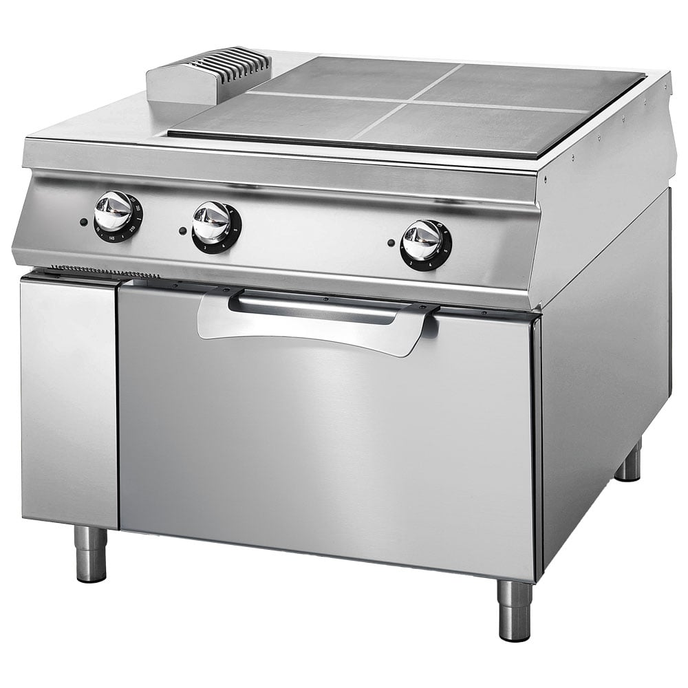 Electric solid top on static electric oven, two-sided panel control