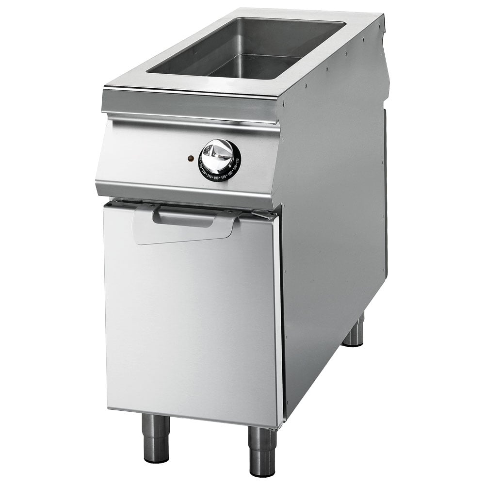Electric bain marie on cabinet with door, 1 well GN 1/1+1/3