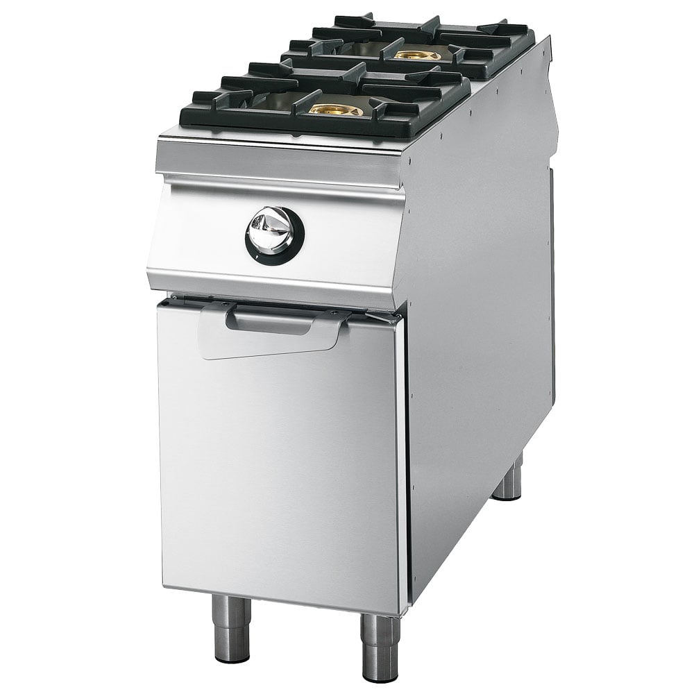 Aragaz pe gaz Virtus VS11040PCG – 2 arzătoare – dulap cu ușă și recipiente inox – comenzi pe ambele părți