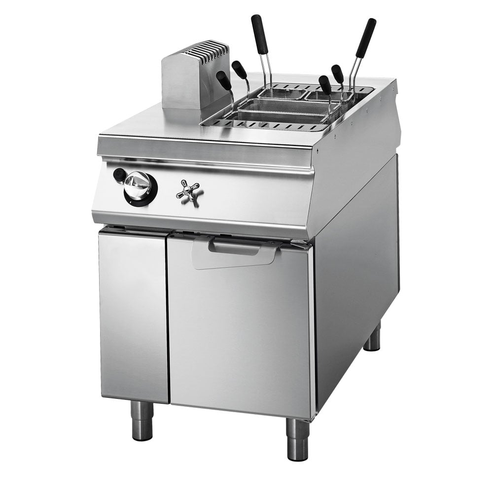 Gas pasta cooker on cabinet with door, 1 GN 1/1 well - 40 litres