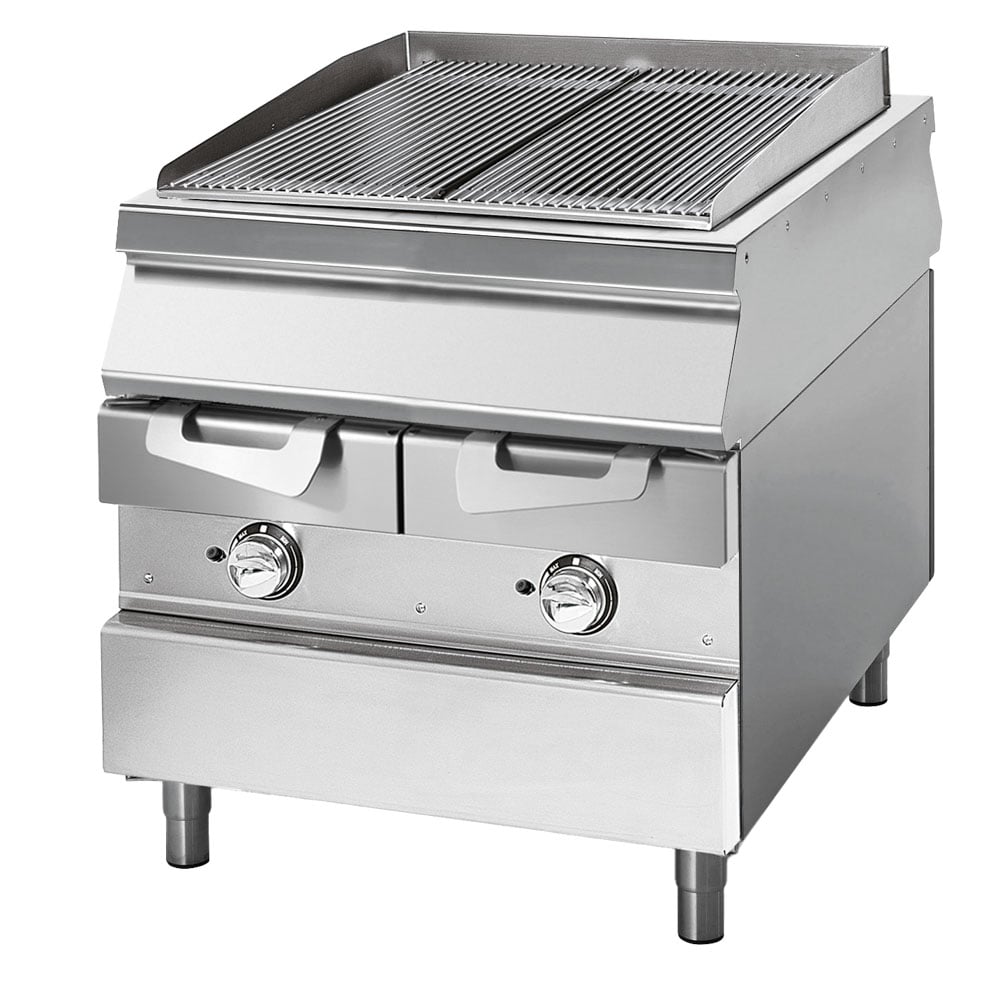Gas grill, cooking zone in stainless steel, meat/fish