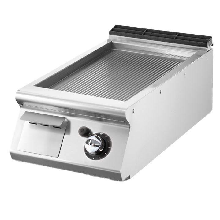 Gas griddle, top version, ribbed plate