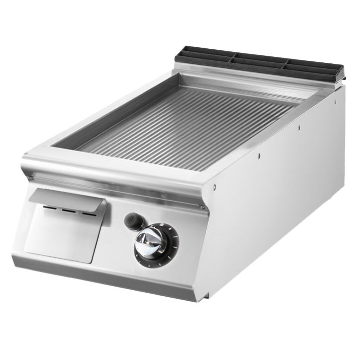 Gas griddle, top version, ribbed plate