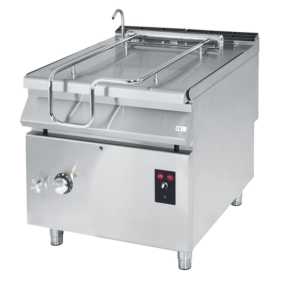 Electric tilting bratt pan, capacity 80 litres, stainless steel well, motorized