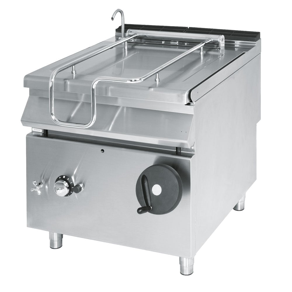 Gas tilting bratt pan, capacity 80 litres, stainless steel well