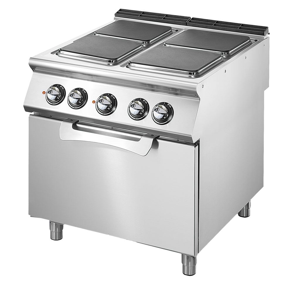 Electric range on static electric oven GN 2/1, 4 square hot plates