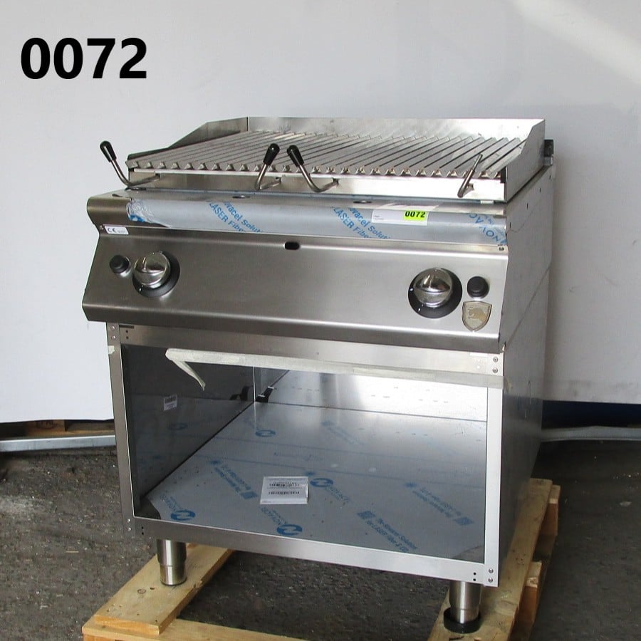 Gas lava-stone grill, cooking zone in stainless steel, meat/fish - DAMAGED