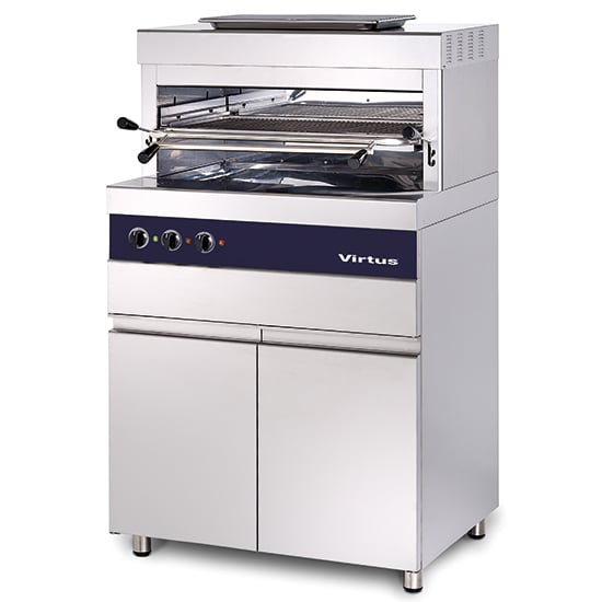 Electric grill 800°C with grid of 770x470 mm on cabinet with doors - SHOWROOM